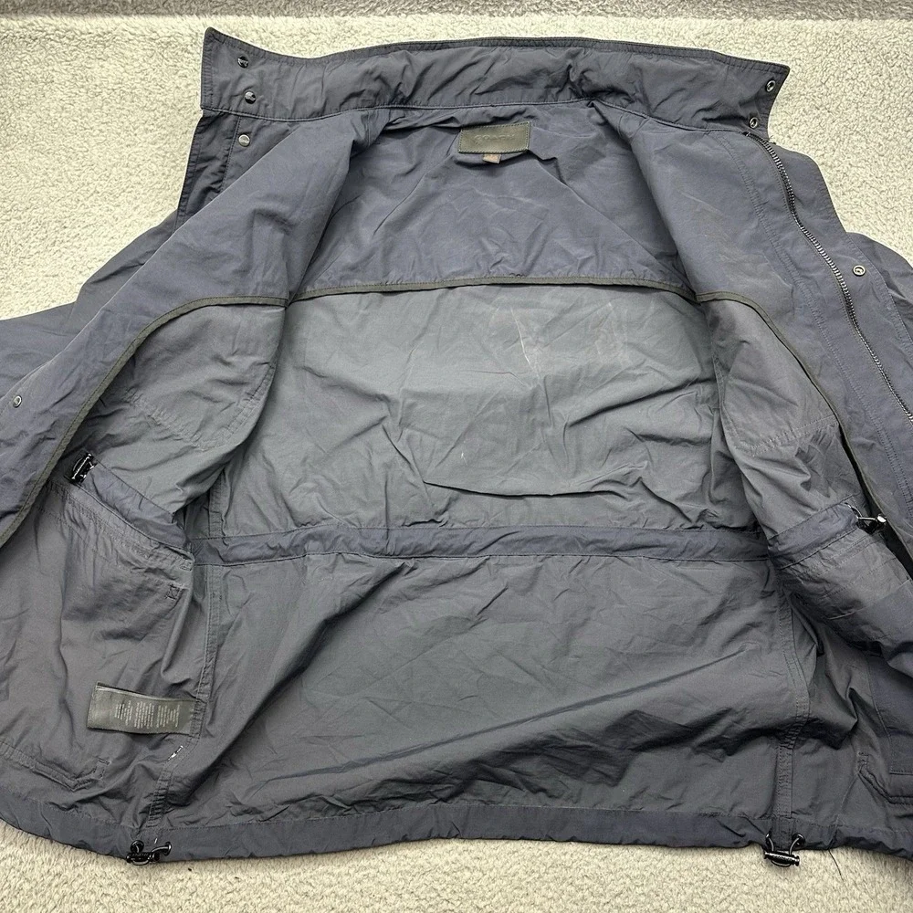 Coach F85329 Mens Large Navy Blue‎ Field Jacket Full Zip Coat w/ Stowable Hood